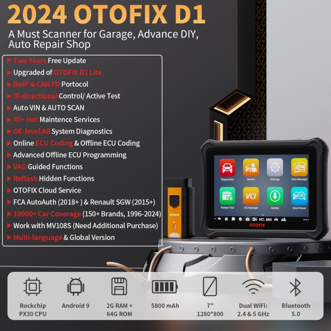 2024 OTOFIX D1 Bi-directional Diagnostic Scanner Car Diagnostic Tool Professional Vehicle Diagnostic Machine ECU Remapping